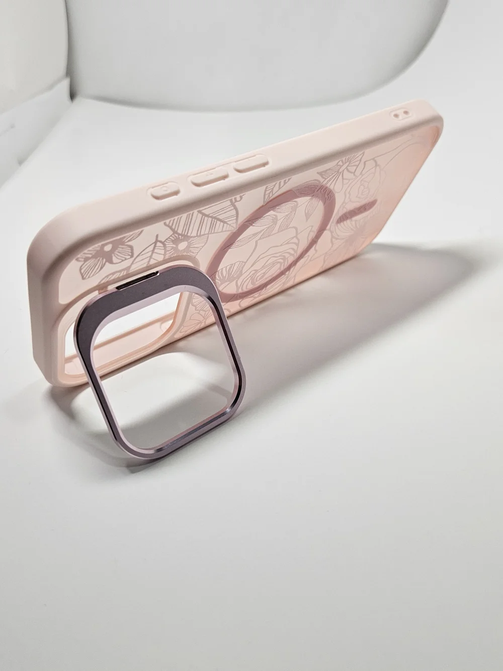 Pink Floral Rose MagSafe Case for iPhone 16 Pro Max – 3D Embossed Aesthetic